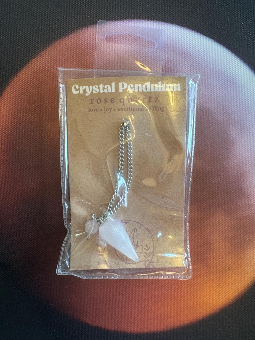 Crystal Pendulum Rose Quartz Pendulum Necklace - Pink